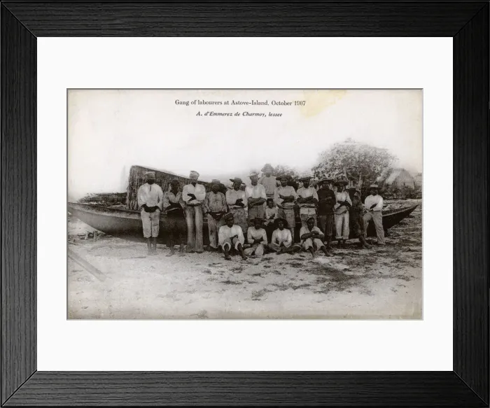 Framed Print : Gang of Labourers - Astove Island, Cosmoledo Group Framed Print : Gang of Labourers - Astove Island, Cosmoledo Group