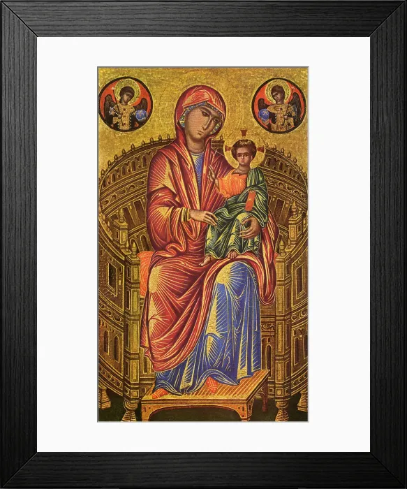 Framed Print : Enthroned Madonna and Child - Byzantine School Framed Print : Enthroned Madonna and Child - Byzantine School