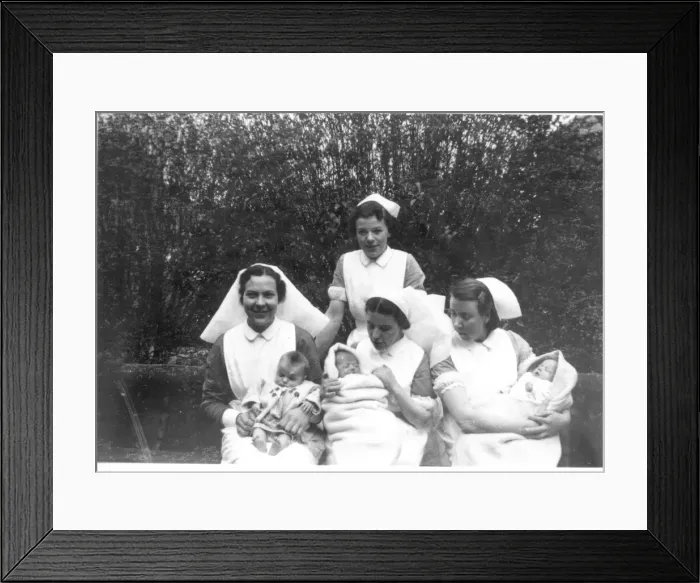 Framed Print : Nurses and babies outdoors Framed Print : Nurses and babies outdoors