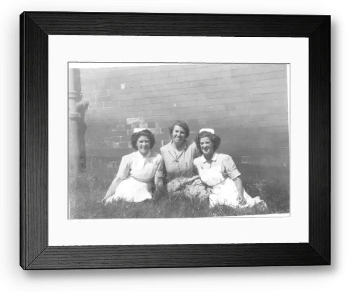 Framed Print : Two nurses and woman in mufti Framed Print : Two nurses and woman in mufti