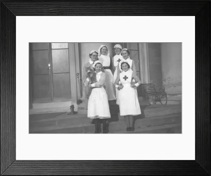 Framed Print : Six nurses and cat, Montgomery House, Mauchline Framed Print : Six nurses and cat, Montgomery House, Mauchline