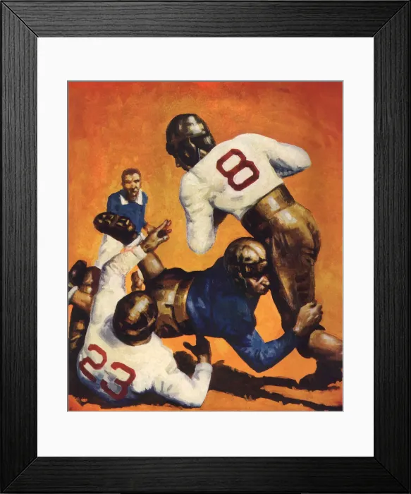 Framed Print : Diving Tackle Date: 1930 Framed Print : Diving Tackle Date: 1930