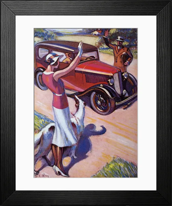 Framed Print : Waving Across Street Date: 1932 Framed Print : Waving Across Street Date: 1932