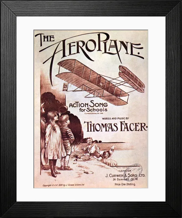 Framed Print : Kids Watching Aeroplane Date: 1909 Framed Print : Kids Watching Aeroplane Date: 1909