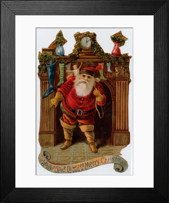 Framed Print : Santa Before Fireplace Framed Print : Santa Before Fireplace