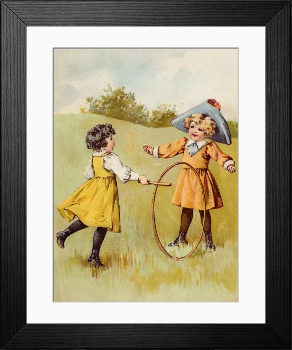 Framed Print : Girls with Rolling Hoop Date: 1892