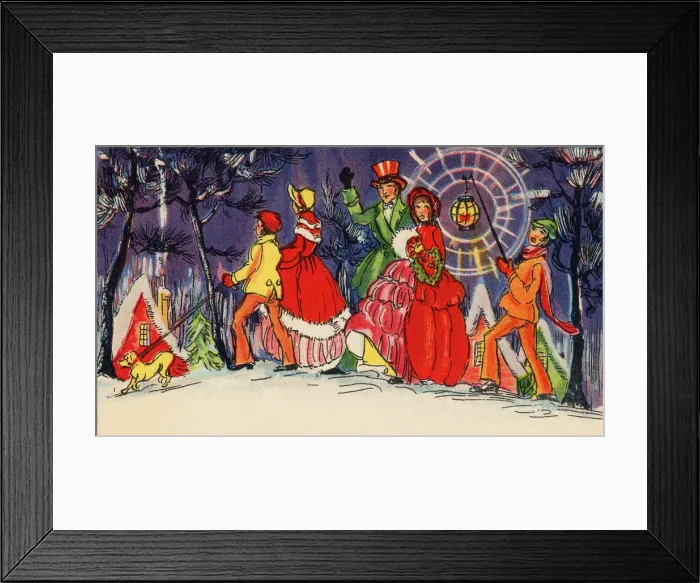 Framed Print : Family Walking Dog Date: 1931 Framed Print : Family Walking Dog Date: 1931