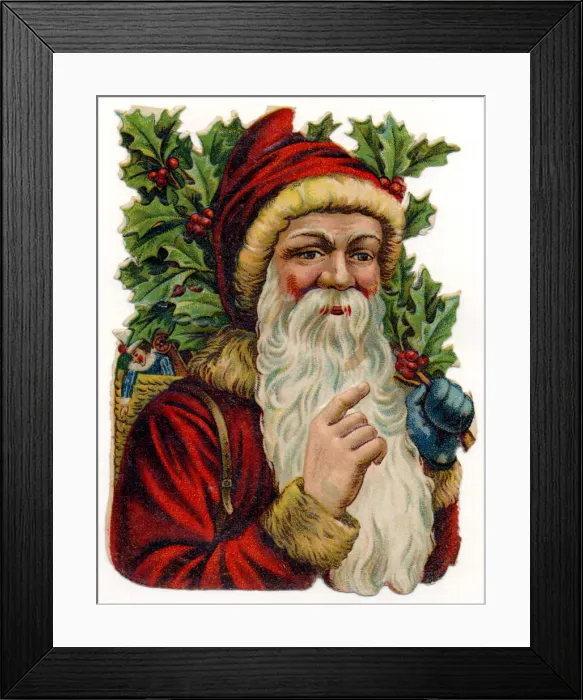 Framed Print : Santa and Holly Framed Print : Santa and Holly