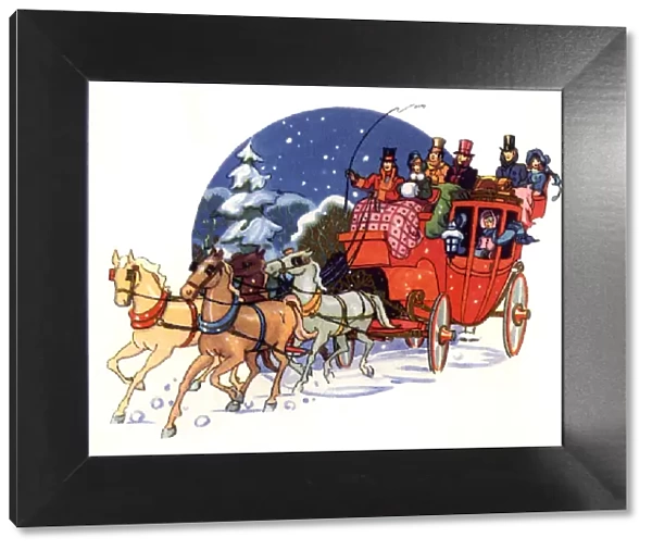 Red Carriage in Snow