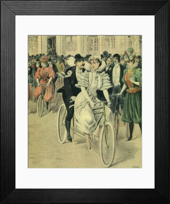 Framed Print : Tandem Bride and Groom Date: 1897 Framed Print : Tandem Bride and Groom Date: 1897