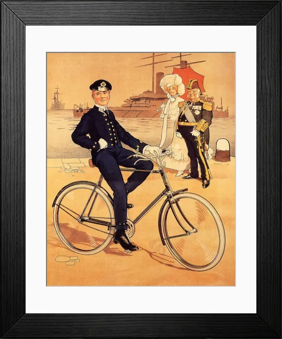 Framed Print : Captain on Bicycle Date: 1922 Framed Print : Captain on Bicycle Date: 1922