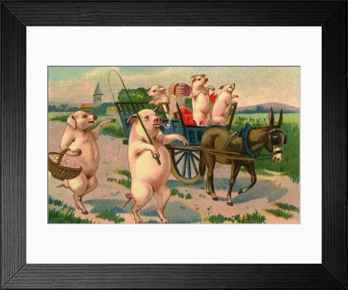Framed Print : Pigs in Cart Framed Print : Pigs in Cart