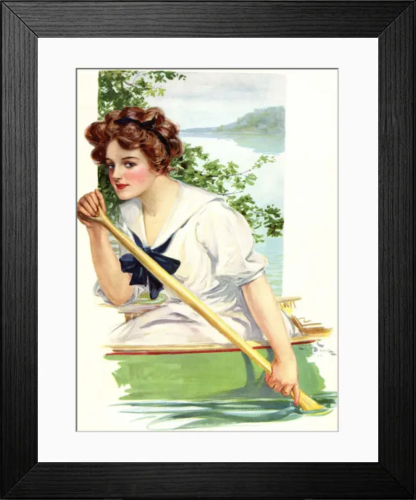 Framed Print : Woman Canoeing Date: 1900 Framed Print : Woman Canoeing Date: 1900