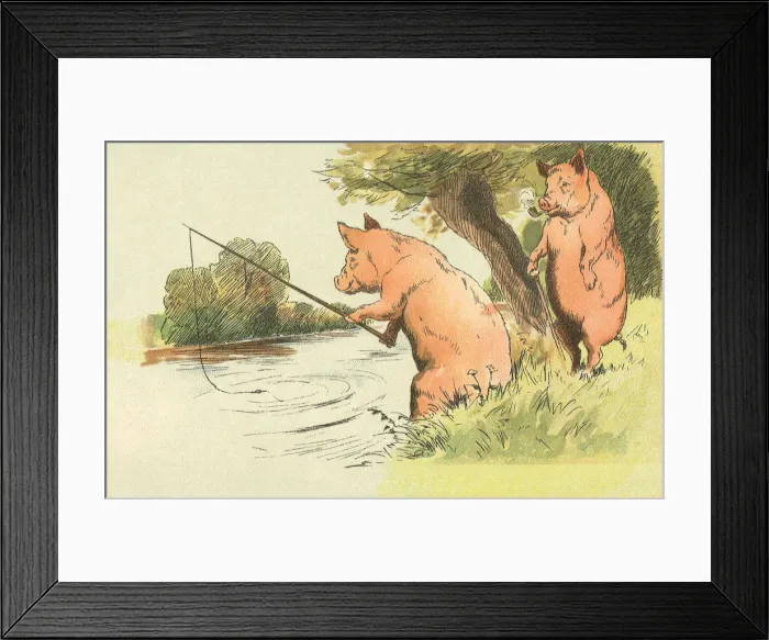 Framed Print : Pigs Fishing Date: 1910 Framed Print : Pigs Fishing Date: 1910