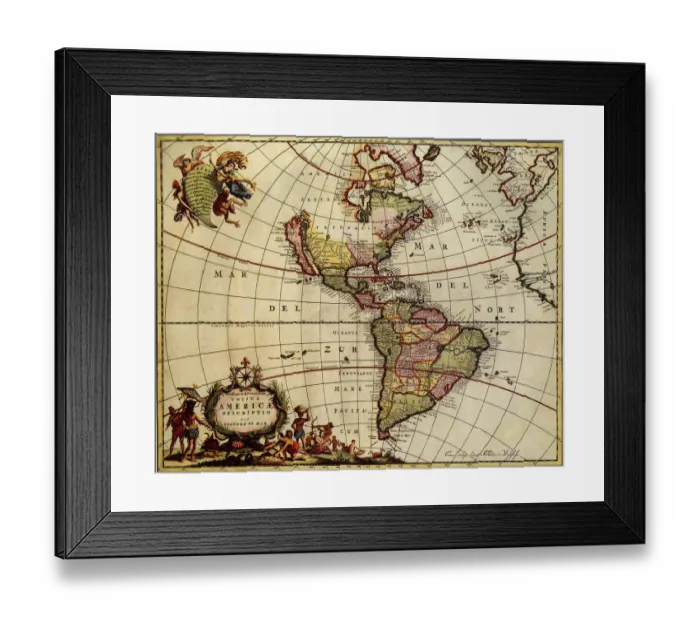 Framed Print : Map of the Americas 1685 Date: 1685 Framed Print : Map of the Americas 1685 Date: 1685
