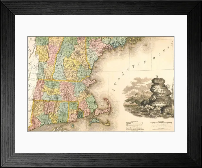 Framed Print : East Coast Map 1823 Date: 1823 Framed Print : East Coast Map 1823 Date: 1823