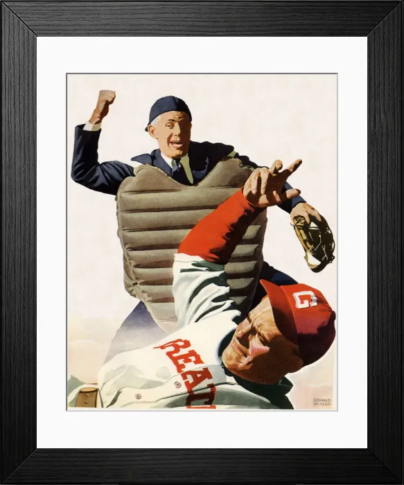 Framed Print : Player Out at Home Date: 1936 Framed Print : Player Out at Home Date: 1936