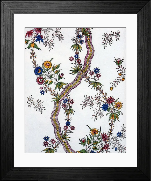Framed Print : Twining Flowers and Lace Date: 1770 Framed Print : Twining Flowers and Lace Date: 1770