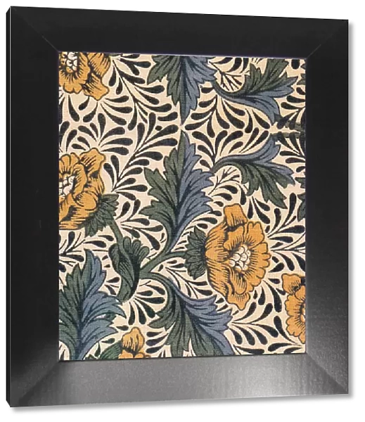 Yellow Peony Flower and Leaf Pattern Date: 1920