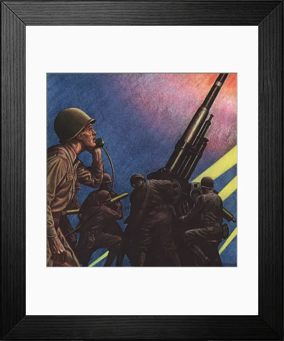 Framed Print : Soldiers and Gun Date: 1943 Framed Print : Soldiers and Gun Date: 1943