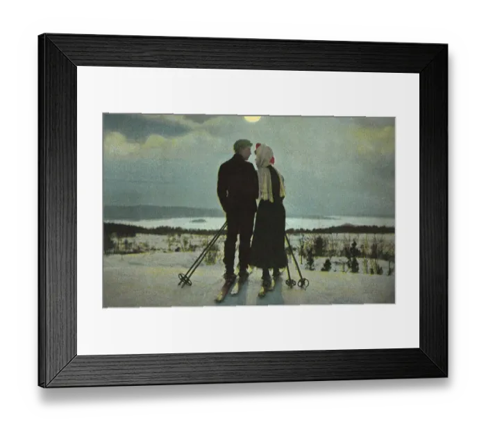 Framed Print : Couple on Skis Date: 1910