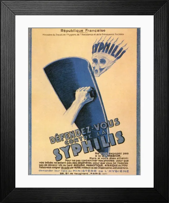 Framed Print : Anti-Syphilis Ad Date: 1930 Framed Print : Anti-Syphilis Ad Date: 1930