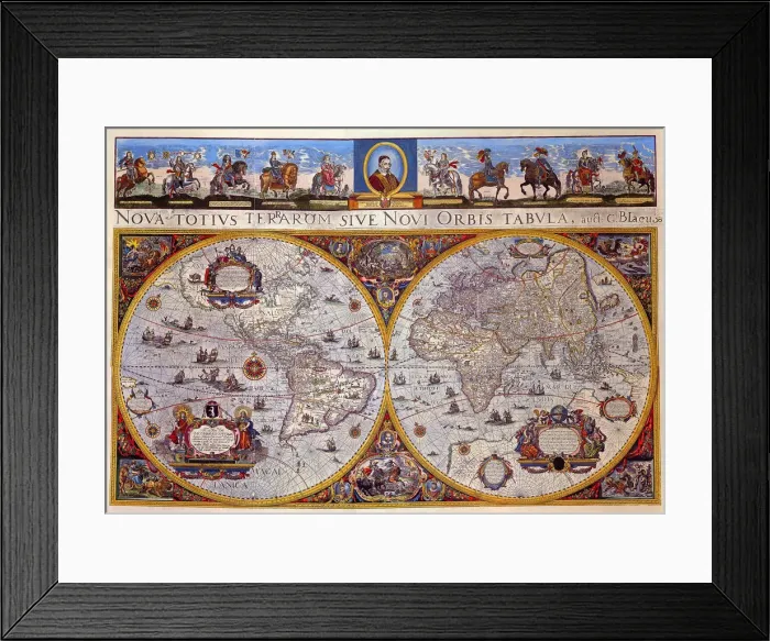 Framed Print : World Map with Top Border Framed Print : World Map with Top Border