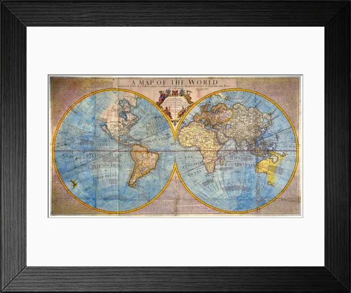 Framed Print : Hemisphere Map with Text Framed Print : Hemisphere Map with Text