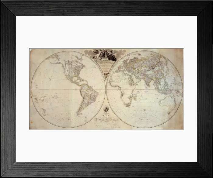 Framed Print : World Map in Projection Framed Print : World Map in Projection