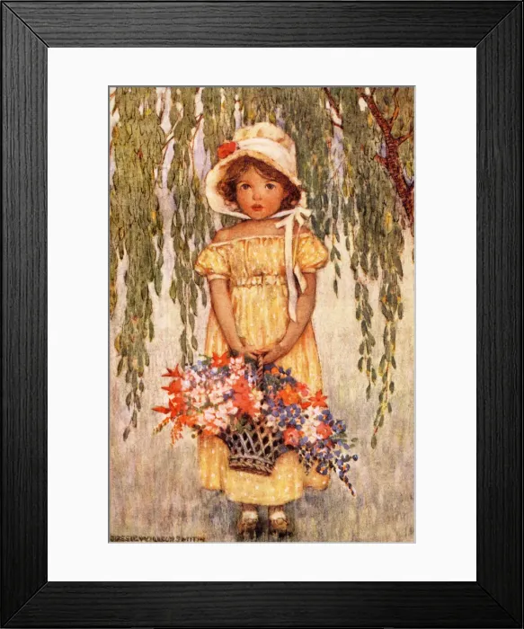 Framed Print : Girl with Flower Basket Framed Print : Girl with Flower Basket