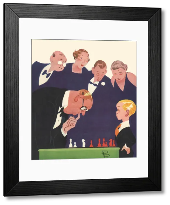 Framed Print : Boy Stumps Chess Rival Date: 1935 Framed Print : Boy Stumps Chess Rival Date: 1935