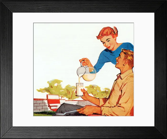 Framed Print : Wife Pours Milk Framed Print : Wife Pours Milk