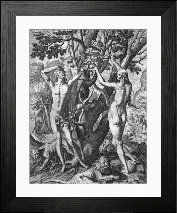 Framed Print : Adam, Eve and Temptation Date: 1590 Framed Print : Adam, Eve and Temptation Date: 1590