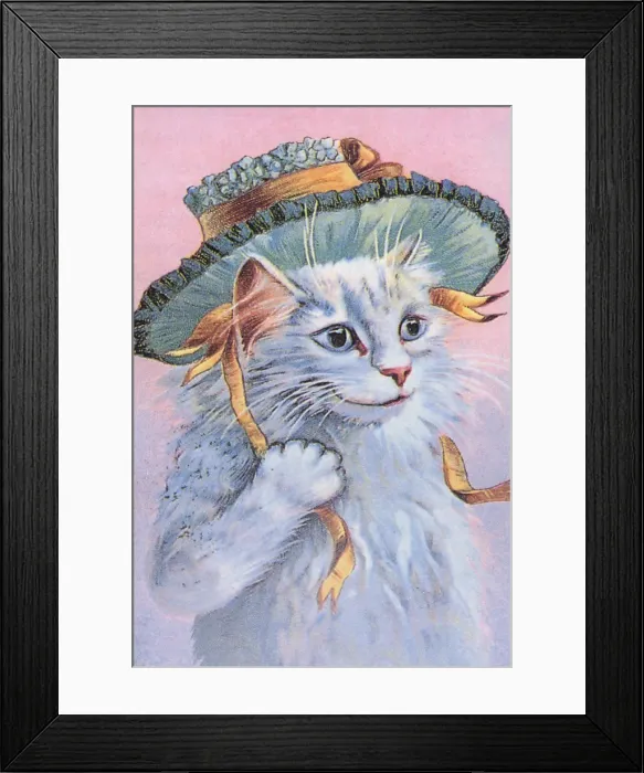 Framed Print : Cat in Green Hat Framed Print : Cat in Green Hat