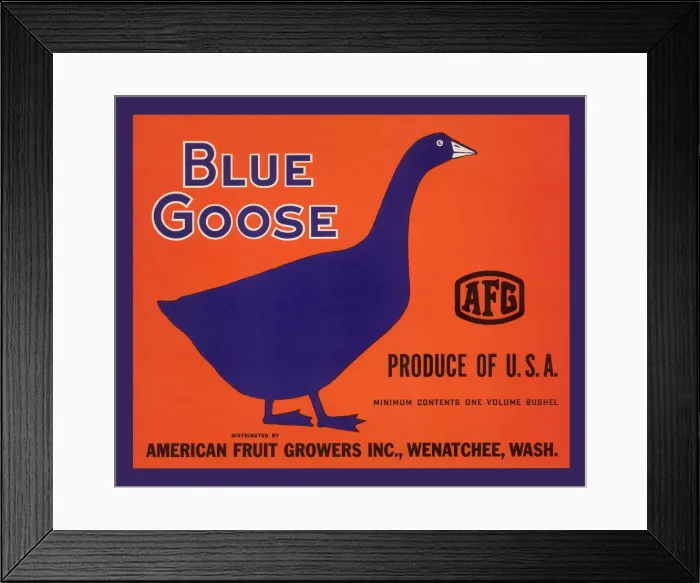 Framed Print : Blue Goose Label Framed Print : Blue Goose Label