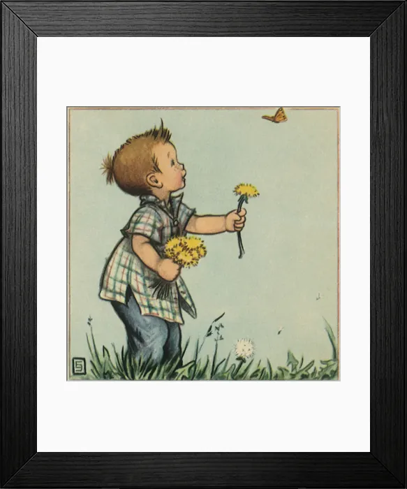Framed Print : Distracted by Butterfly Date: 1944 Framed Print : Distracted by Butterfly Date: 1944