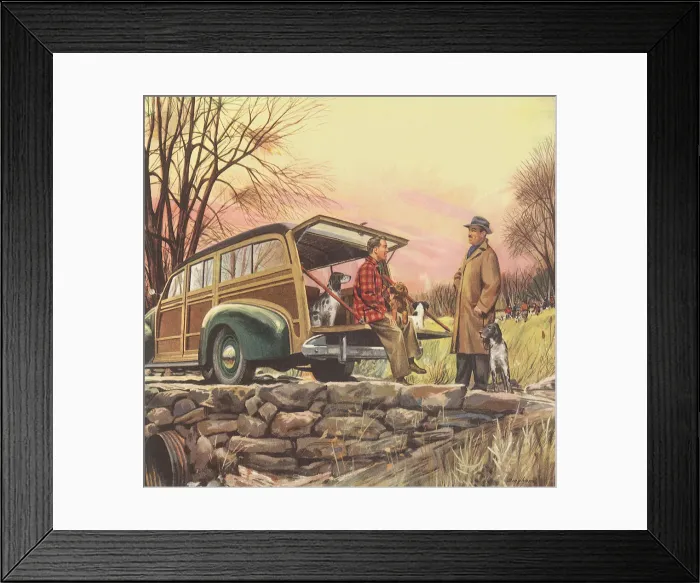 Framed Print : Men Talk with Dogs Date: 1947 Framed Print : Men Talk with Dogs Date: 1947