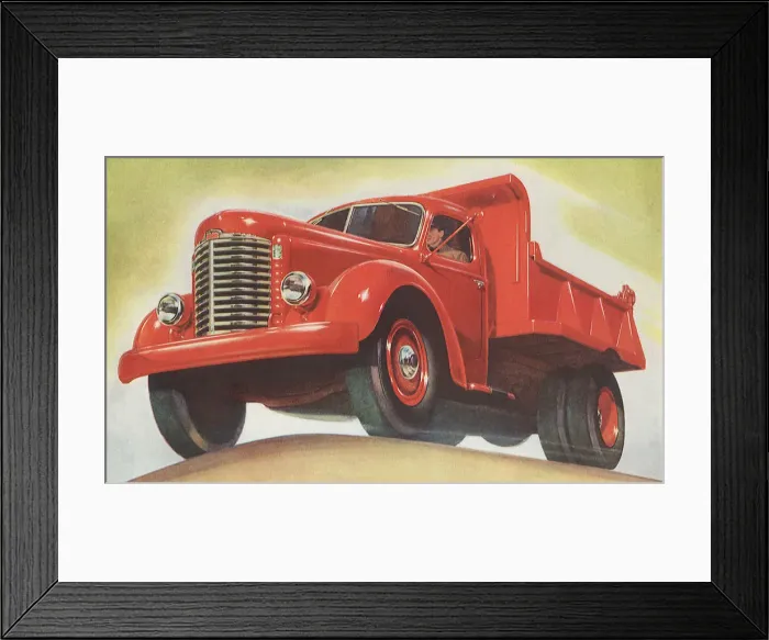 Framed Print : Man Drives Dump Truck Date: 1947 Framed Print : Man Drives Dump Truck Date: 1947