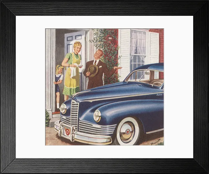 Framed Print : Dad Shows Off New Car Date: 1947 Framed Print : Dad Shows Off New Car Date: 1947