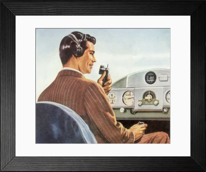 Framed Print : Pilot Talks To Tower Date: 1947 Framed Print : Pilot Talks To Tower Date: 1947