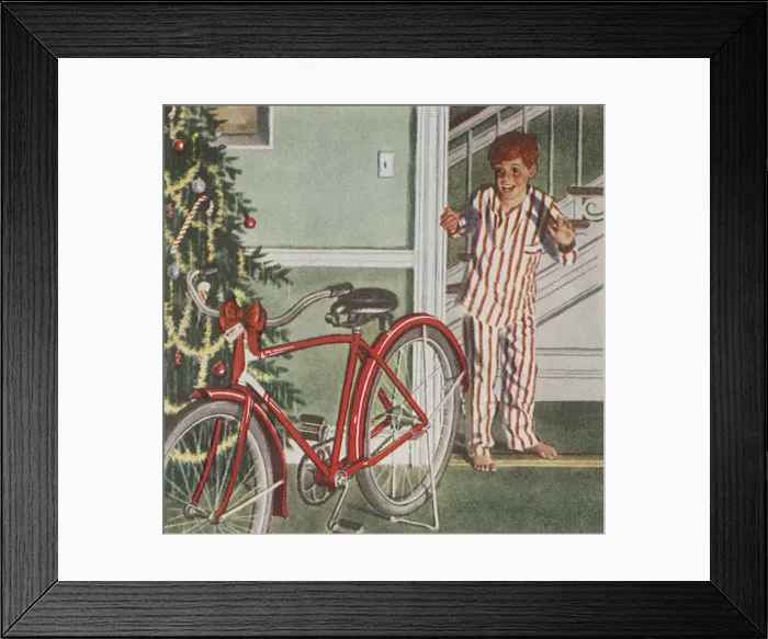 Framed Print : New Bicycle on Christmas Morn Date: 1947 Framed Print : New Bicycle on Christmas Morn Date: 1947