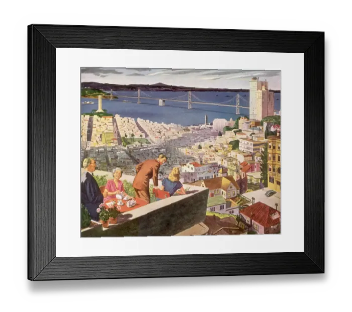 Framed Print : Bay Bridge Terrace View. San Francisco. Date: 1947 Framed Print : Bay Bridge Terrace View. San Francisco. Date: 1947