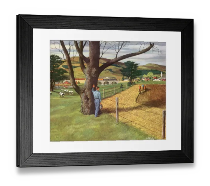 Framed Print : Farmer Watches Reaping Date: 1950 Framed Print : Farmer Watches Reaping Date: 1950