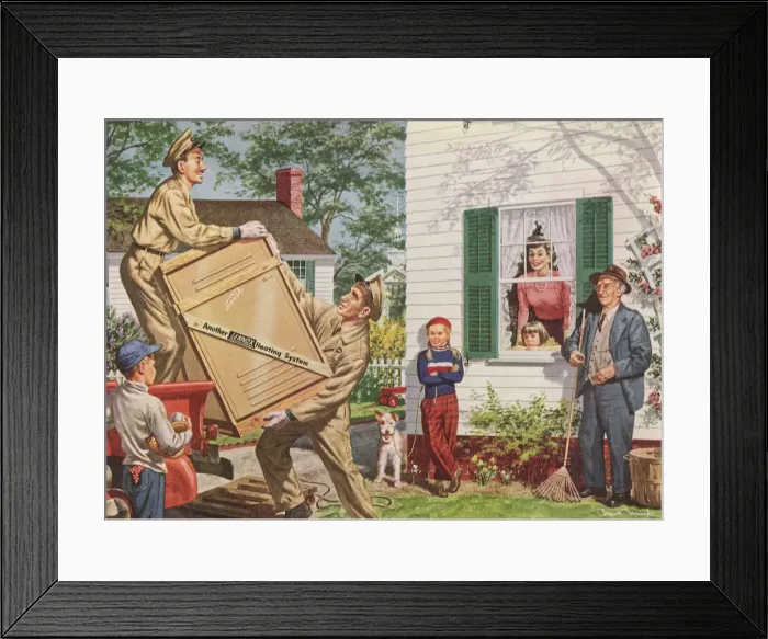 Framed Print : Family Watches Delivery Date: 1950 Framed Print : Family Watches Delivery Date: 1950