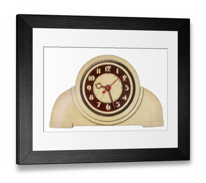 Framed Print : Ivory Round Clock Date: 1950 Framed Print : Ivory Round Clock Date: 1950