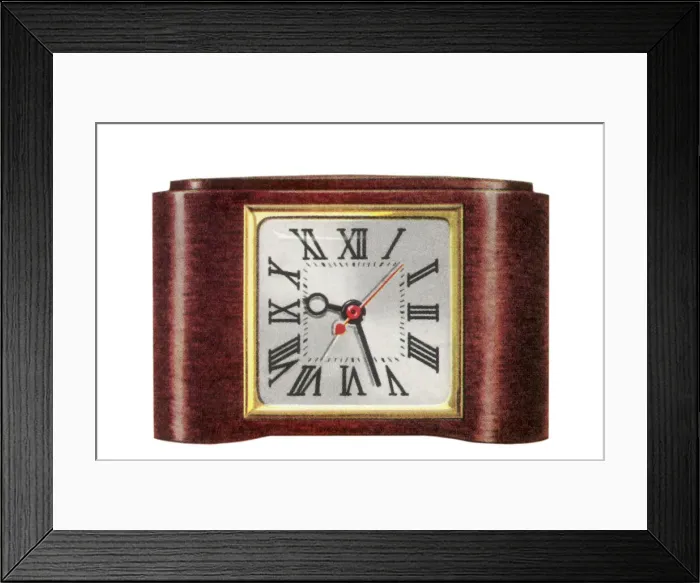 Framed Print : Wooden Frame Clock Date: 1950 Framed Print : Wooden Frame Clock Date: 1950