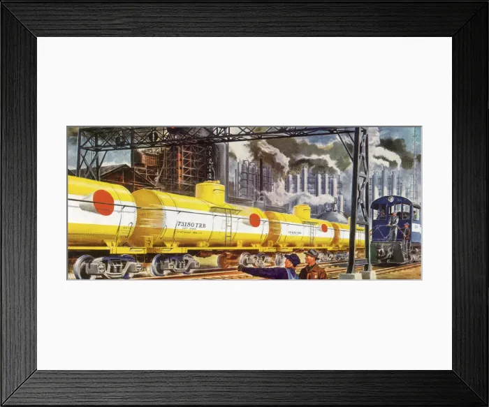 Framed Print : Freight Cars Pass Thru Date: 1950 Framed Print : Freight Cars Pass Thru Date: 1950
