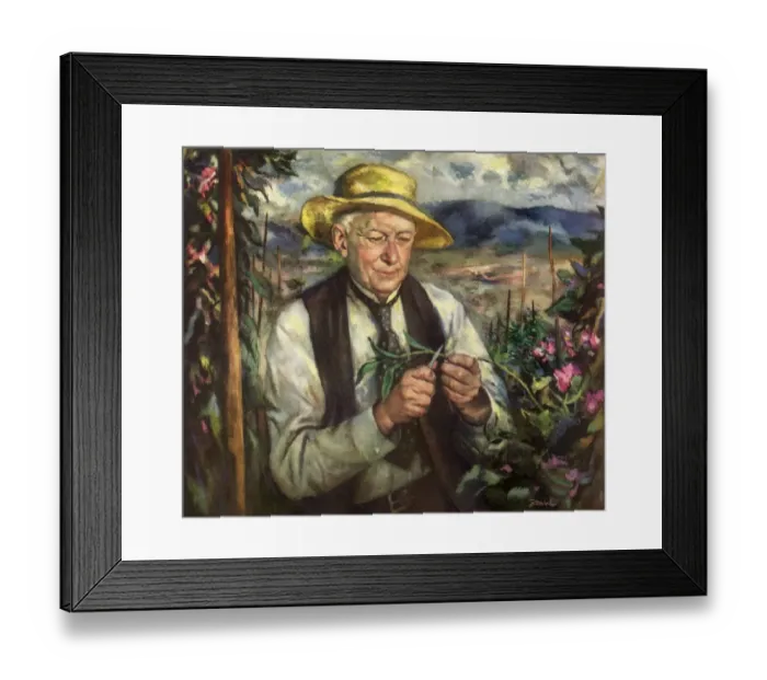Framed Print : Horticulturist Burbank Date: 1950 Framed Print : Horticulturist Burbank Date: 1950