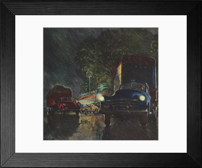 Framed Print : Truckers Leave Diner Date: 1950