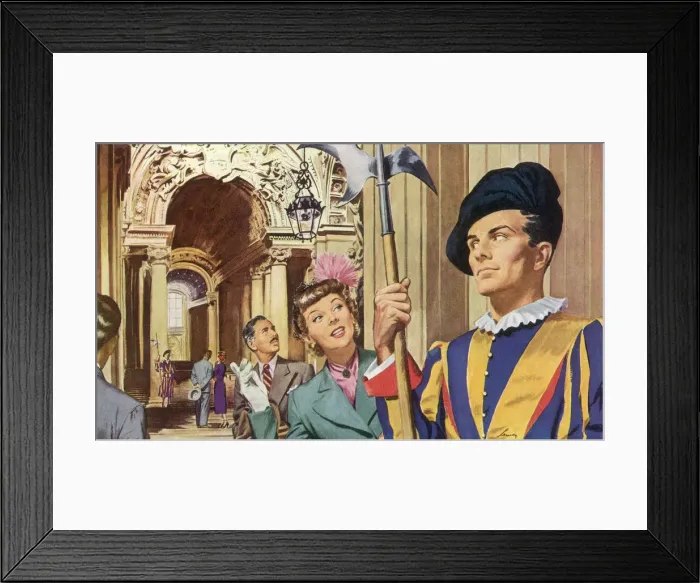 Framed Print : Tourist Queries Guard Date: 1950 Framed Print : Tourist Queries Guard Date: 1950